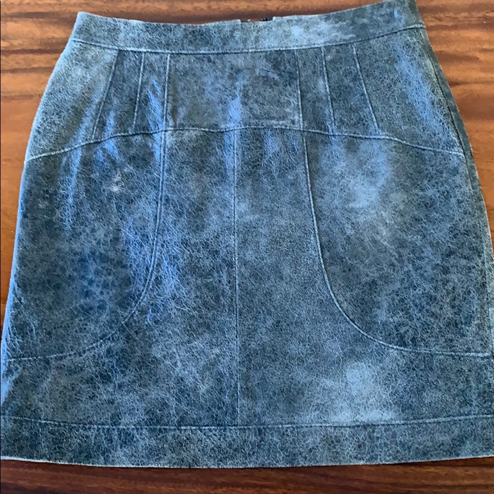 Grey Leather Mini Skirt